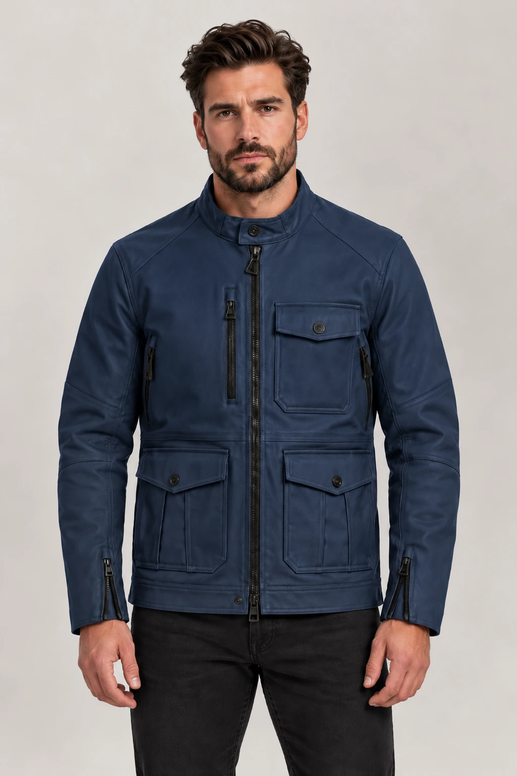 Men's Blue Mulholland Motorcycle Jacket