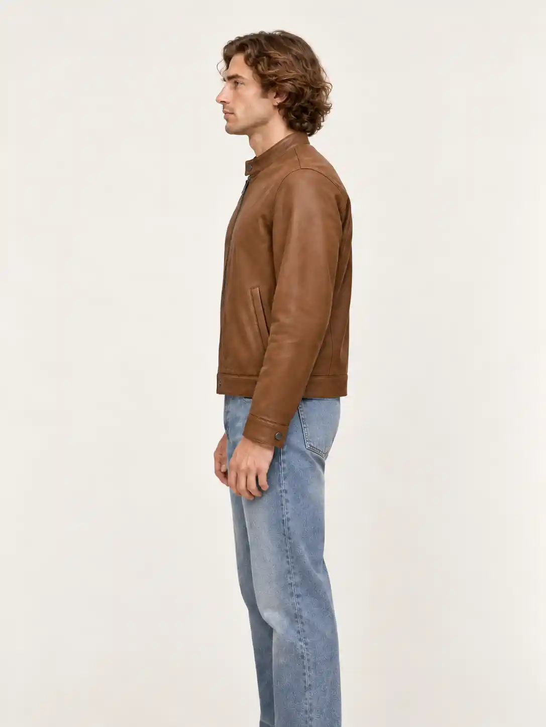 Men's Tofee Suede Racer Leather Jacket