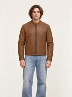 Men's Tofee Suede Racer Leather Jacket