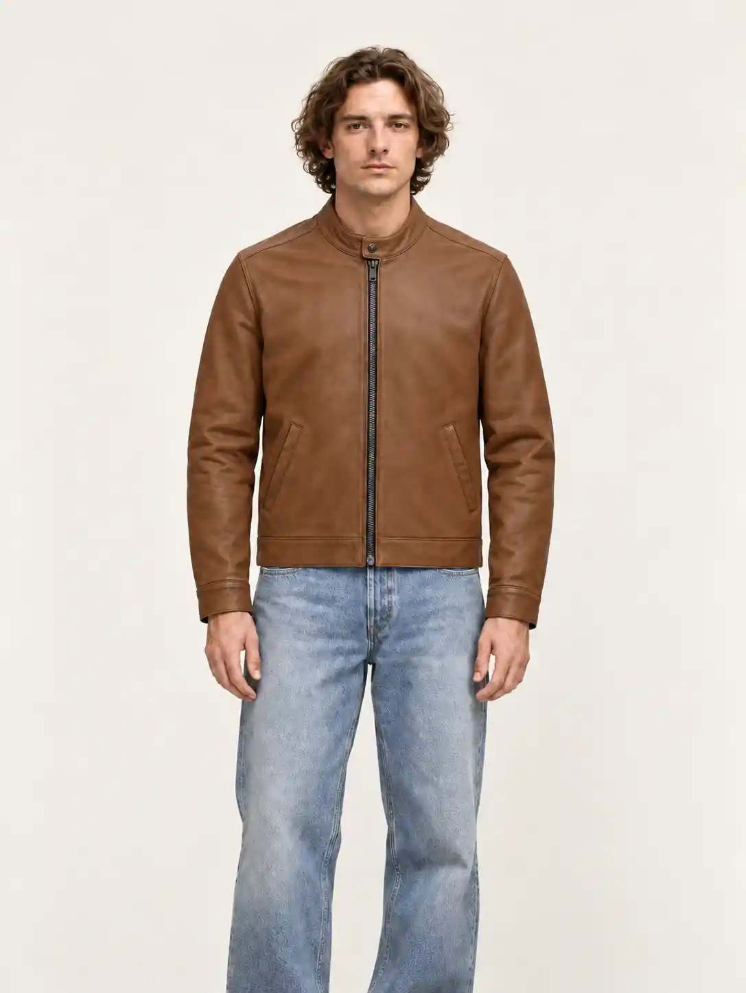 Men's Tofee Suede Racer Leather Jacket