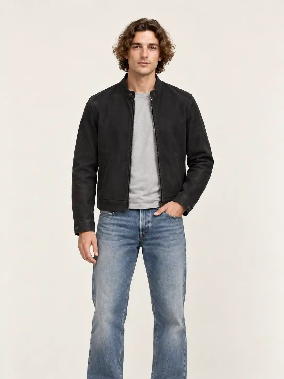 Men's Suede Racer Leather Jacket