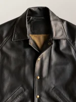 Men's Vintage Snap Raglan Cowhide Leather Jacket