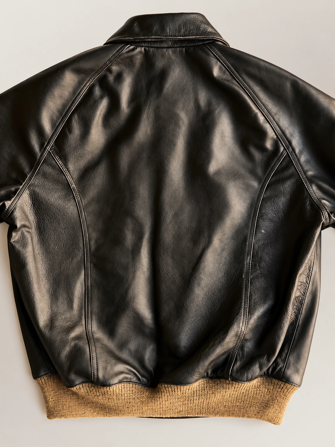 Men's Vintage Snap Raglan Cowhide Leather Jacket