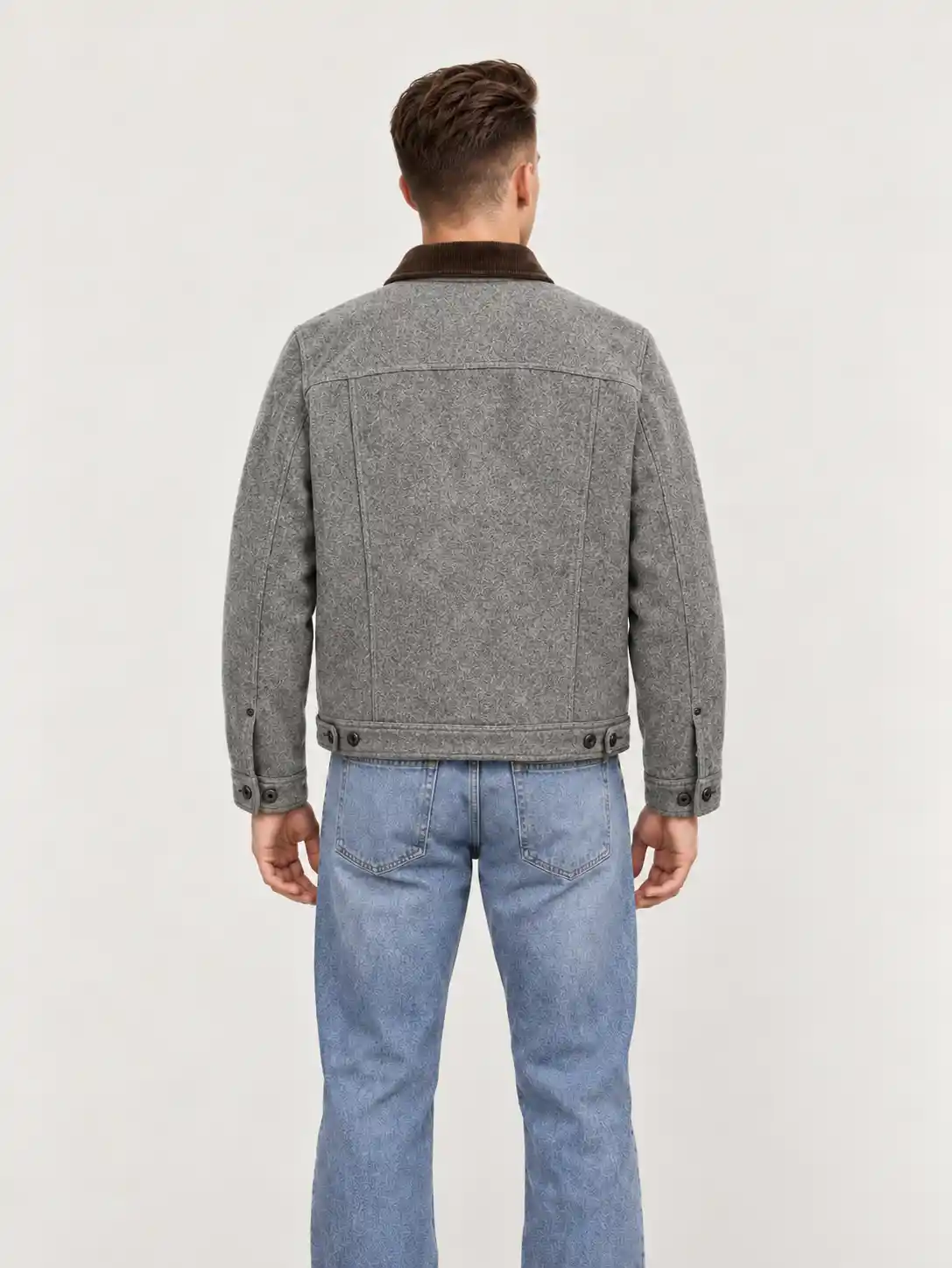 Men's Grey Spokane Insulated Short Cruiser Wool Jacket