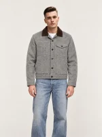 Men's Grey Spokane Insulated Short Cruiser Wool Jacket