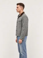 Men's Grey Spokane Insulated Short Cruiser Wool Jacket