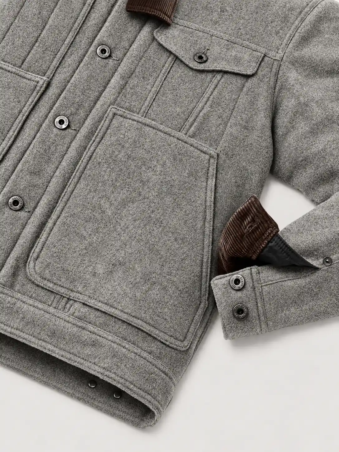 Men's Grey Spokane Insulated Short Cruiser Wool Jacket