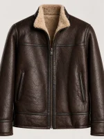Men's Shearling Stand Up Collar Leather Jacket