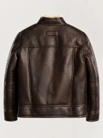 Men's Shearling Stand Up Collar Leather Jacket