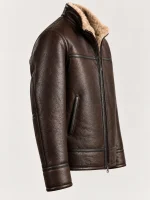 Men's Shearling Stand Up Collar Leather Jacket