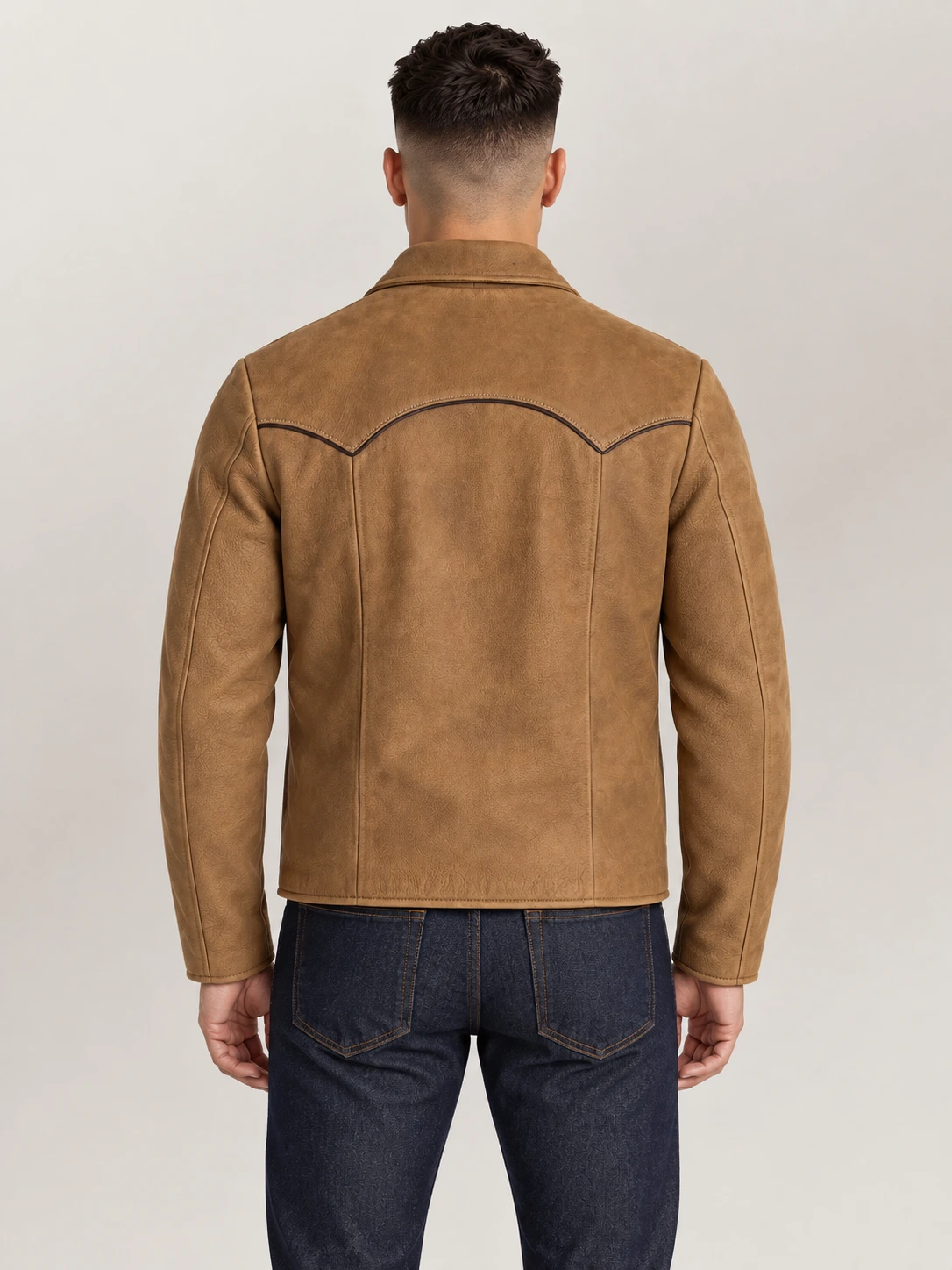 Men's Coyote Tan Suede Leather Western Jacket