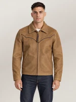 Men's Coyote Tan Suede Leather Western Jacket