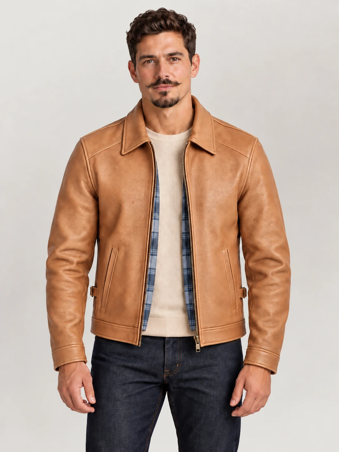 Men's Garrison Tan Cowhide Leather Jacket