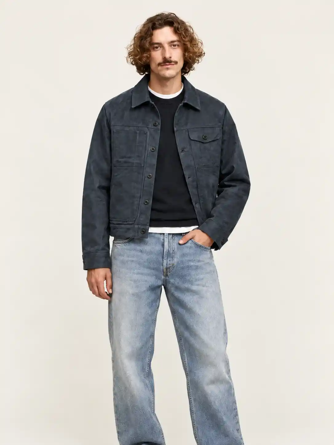Men's Blue Tin Cloth Short Lined Cruiser Jacket