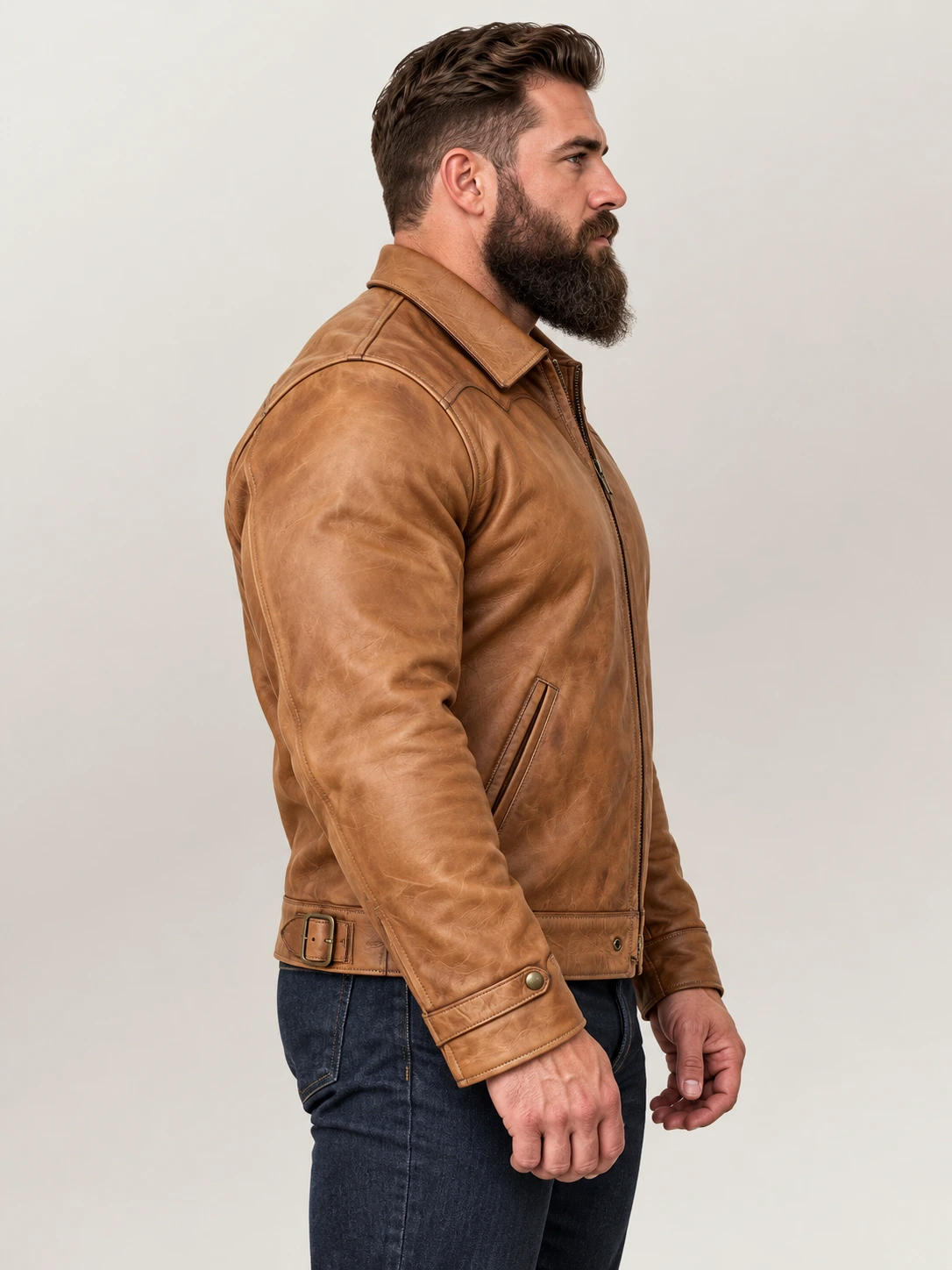 Men’s Union Vintage Stone Washed Cowhide Leather Jacket