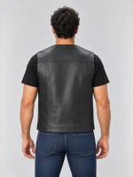 Men's Naked Cow Leather Motorcycle Zipper Vest