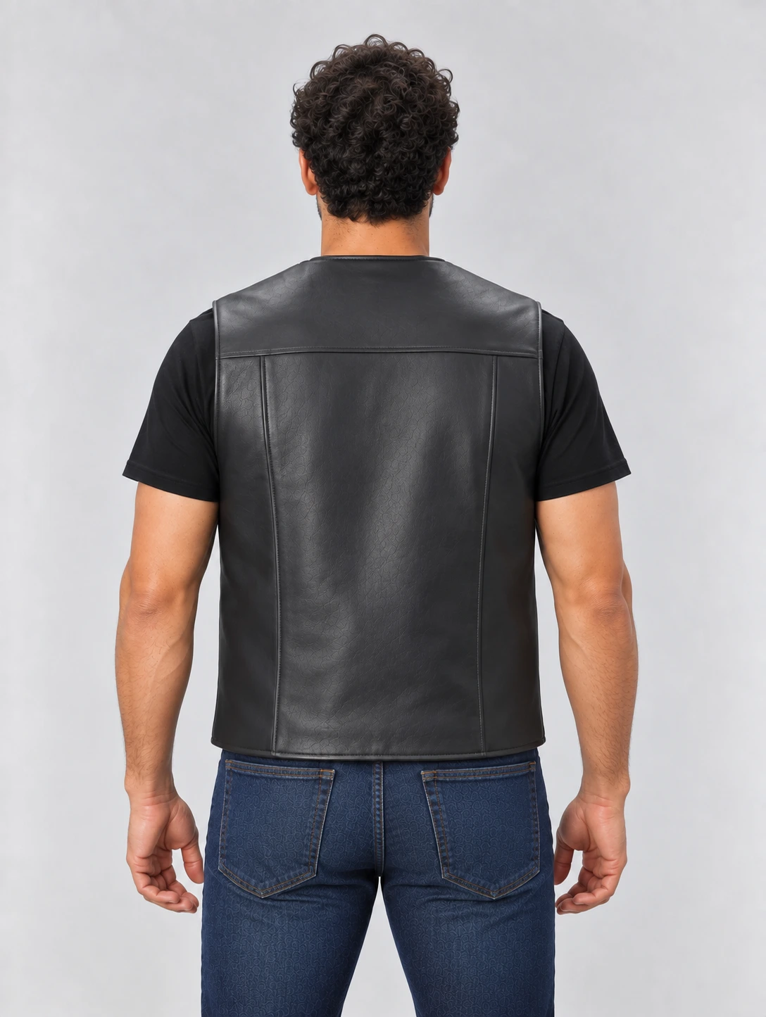 Men's Naked Cow Leather Motorcycle Zipper Vest