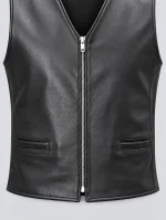 Men's Naked Cow Leather Motorcycle Zipper Vest