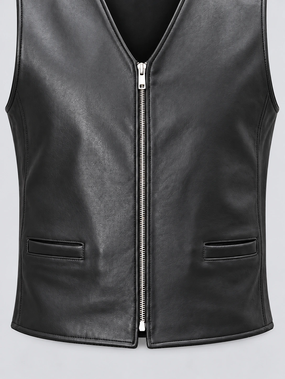 Men's Naked Cow Leather Motorcycle Zipper Vest