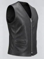 Men's Naked Cow Leather Motorcycle Zipper Vest