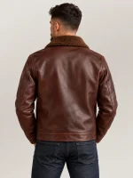 Men's Vintage Fur Collar Bomber Cowhide Leather Jacket
