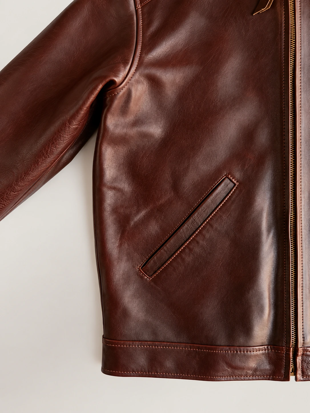 Men's Vintage Fur Collar Bomber Cowhide Leather Jacket