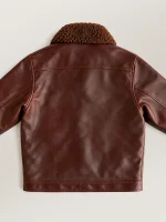 Men's Vintage Fur Collar Bomber Cowhide Leather Jacket