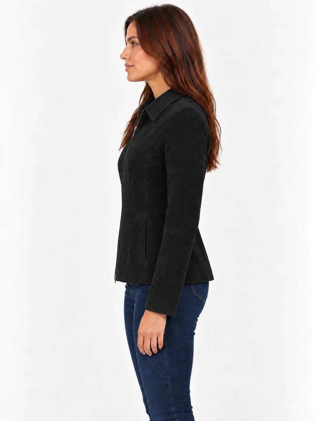 Women's Black Genuine Fashion Suede Leather Jacket