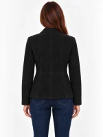 Women's Black Genuine Fashion Suede Leather Jacket