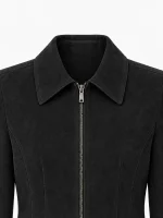 Women's Black Genuine Fashion Suede Leather Jacket