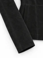 Women's Black Genuine Fashion Suede Leather Jacket