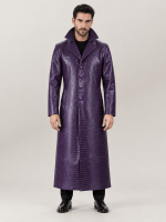 Men's Joker Purple Faux Leather Trench Coat