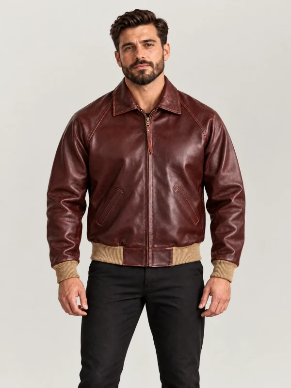 Men's Cognac Cowhide Leather Jacket