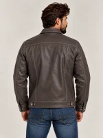 Men's Brown Vintage Trucker Cowhide Leather Jacket