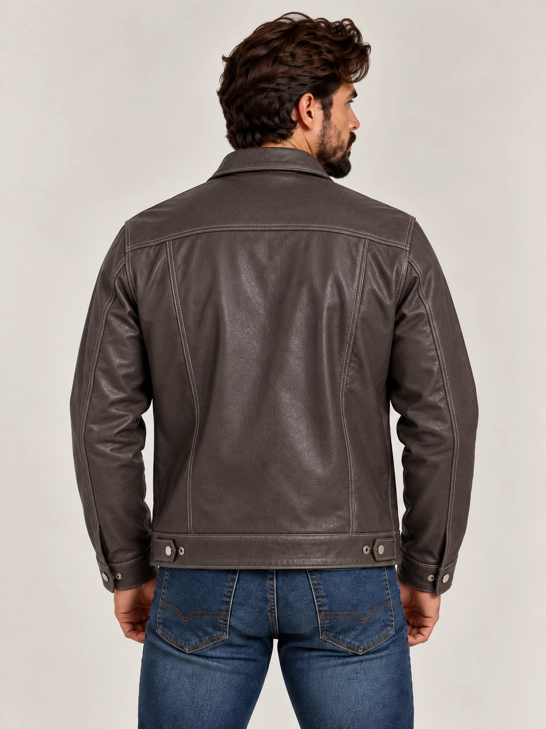 Men's Brown Vintage Trucker Cowhide Leather Jacket