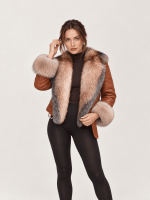 Women's Brown Shearling Cognac Leather Jacket