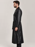 Men's Blade Halloween Black Belted Leather Coat