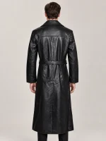 Men's Blade Halloween Black Belted Leather Coat