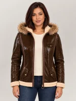 Women's Shearling Style Sheep Skin Leather Jacket