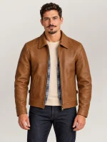 Men's Garrison Brown Cowhide Leather Jacket