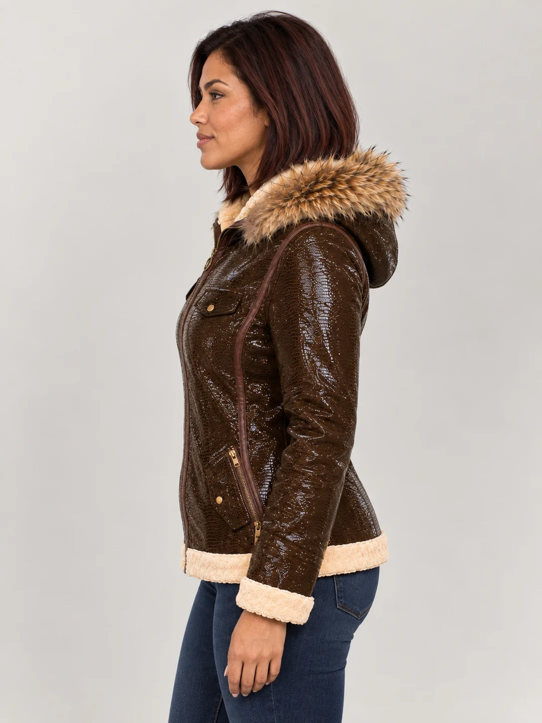 Women's Shearling Style Sheep Skin Leather Jacket