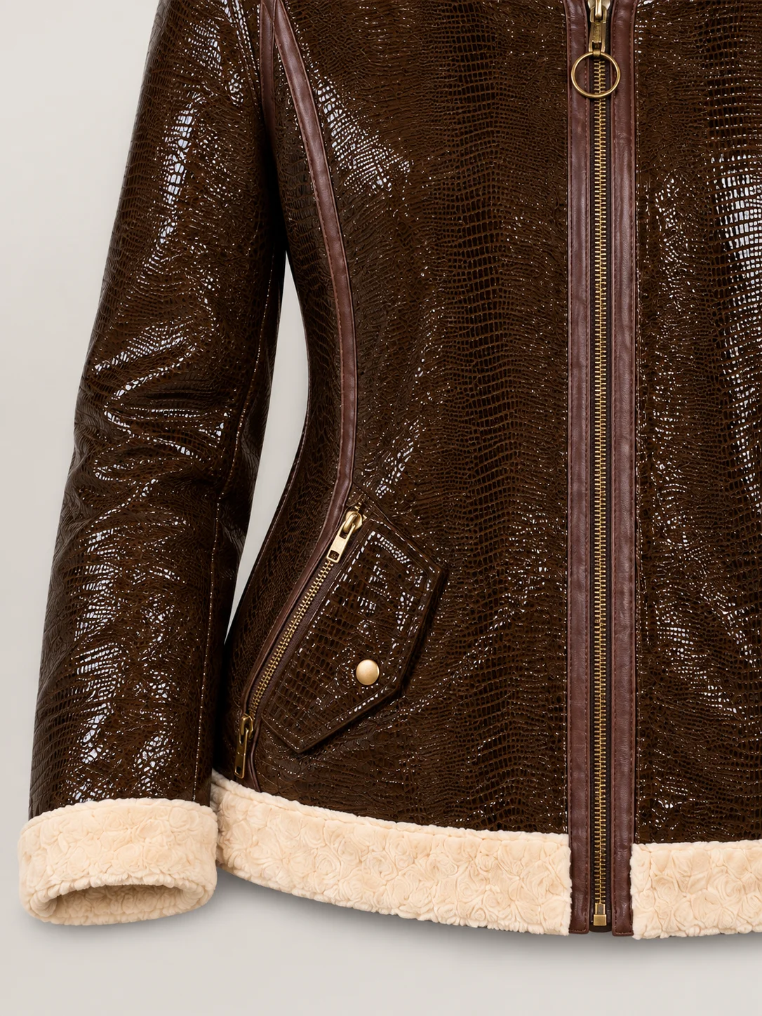 Women's Shearling Style Sheep Skin Leather Jacket