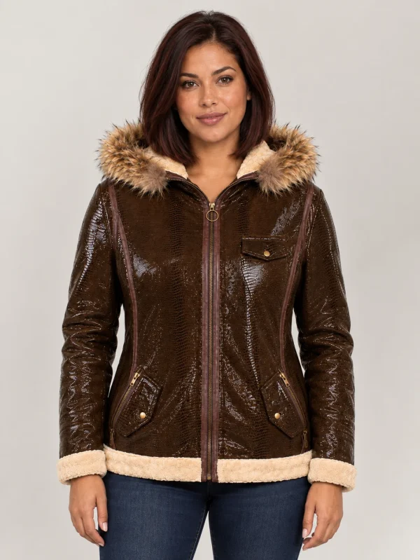 Women's Shearling Style Sheep Skin Leather Jacket
