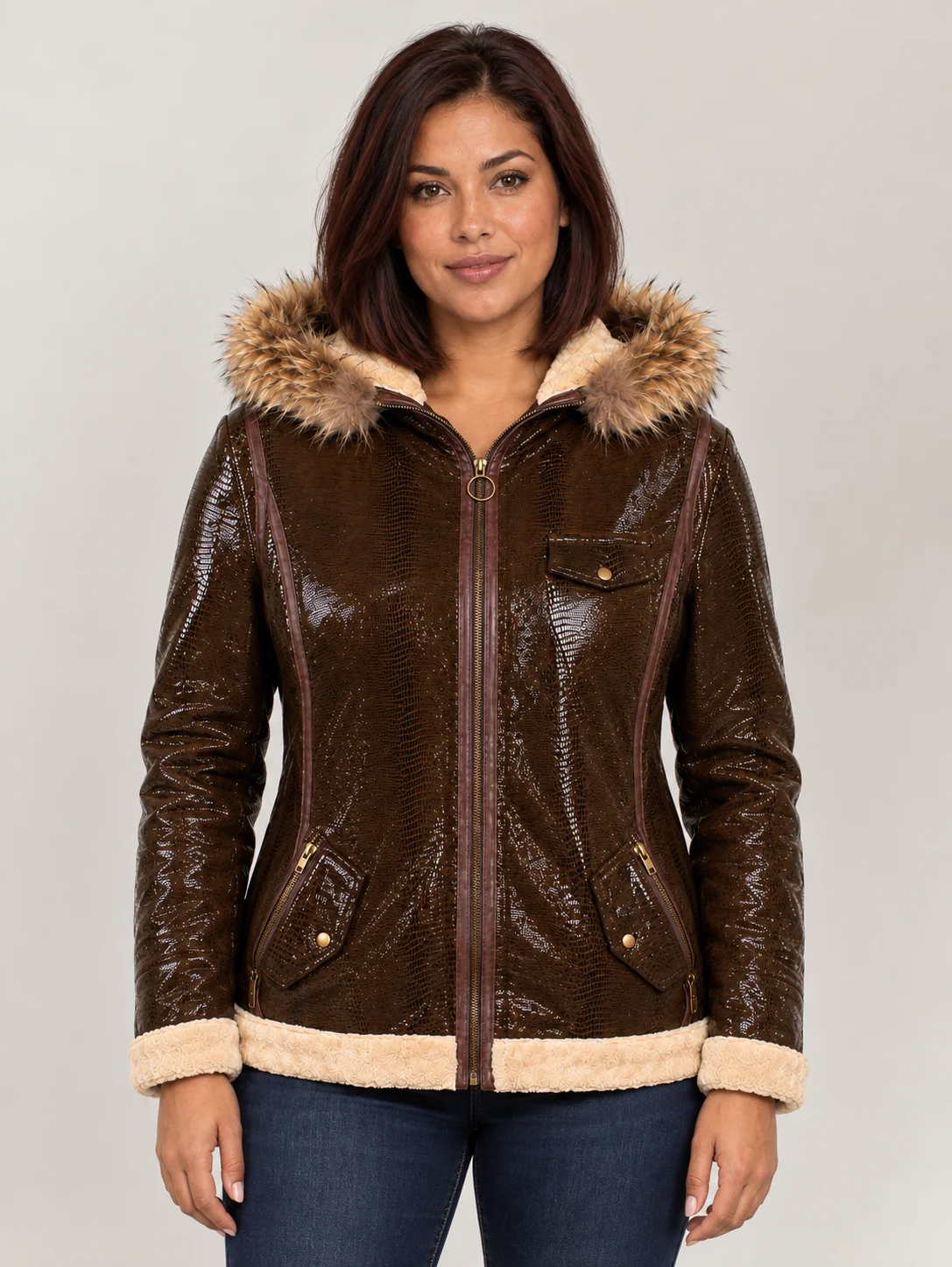 Women's Shearling Style Sheep Skin Leather Jacket