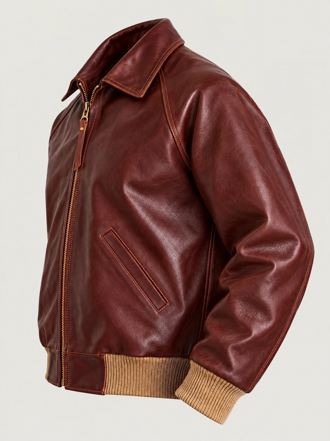 Men's Cognac Cowhide Leather Jacket