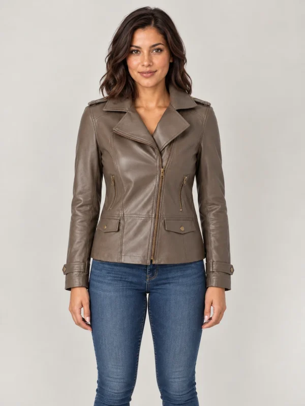 Women's Rugged Distressed Vintage Style Leather Jacket