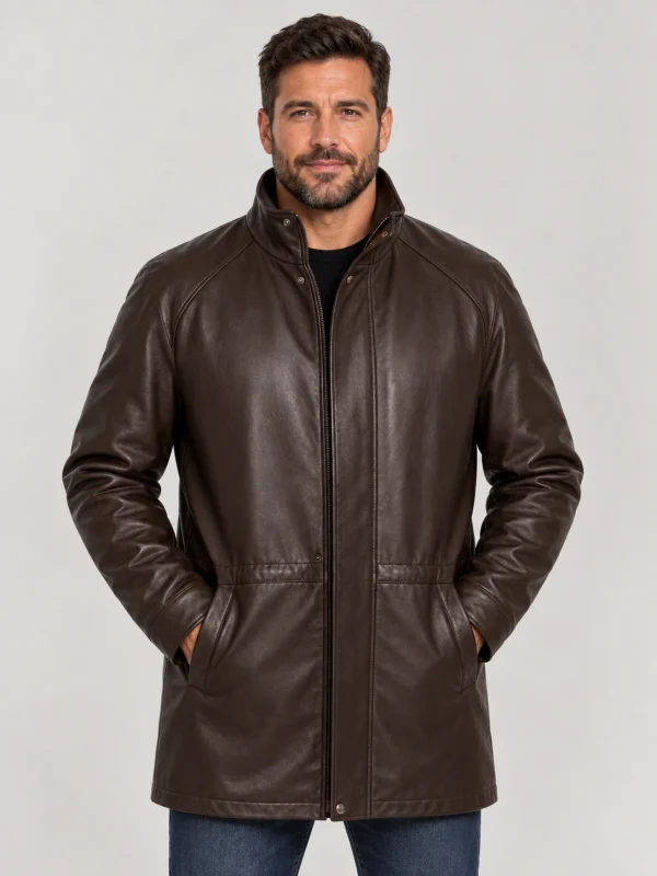 Men's Classic leather Car Coat