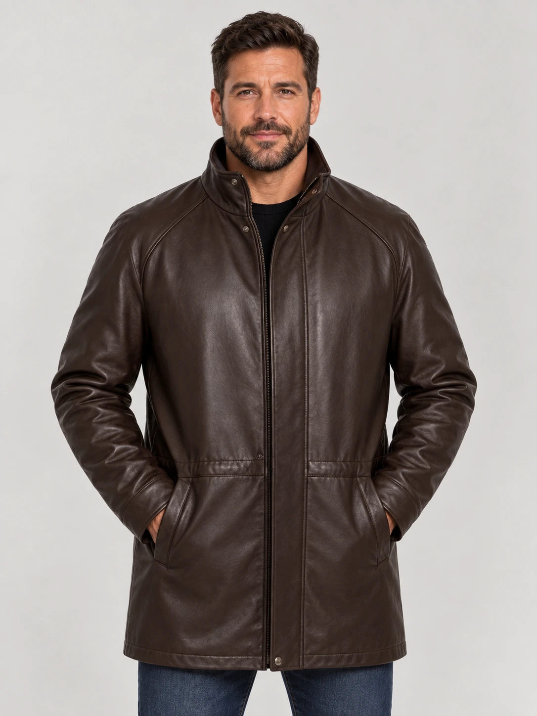 Men's Classic leather Car Coat