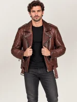 Men's Brown Archetype 1930s D-Pocket Motorcycle Jacket
