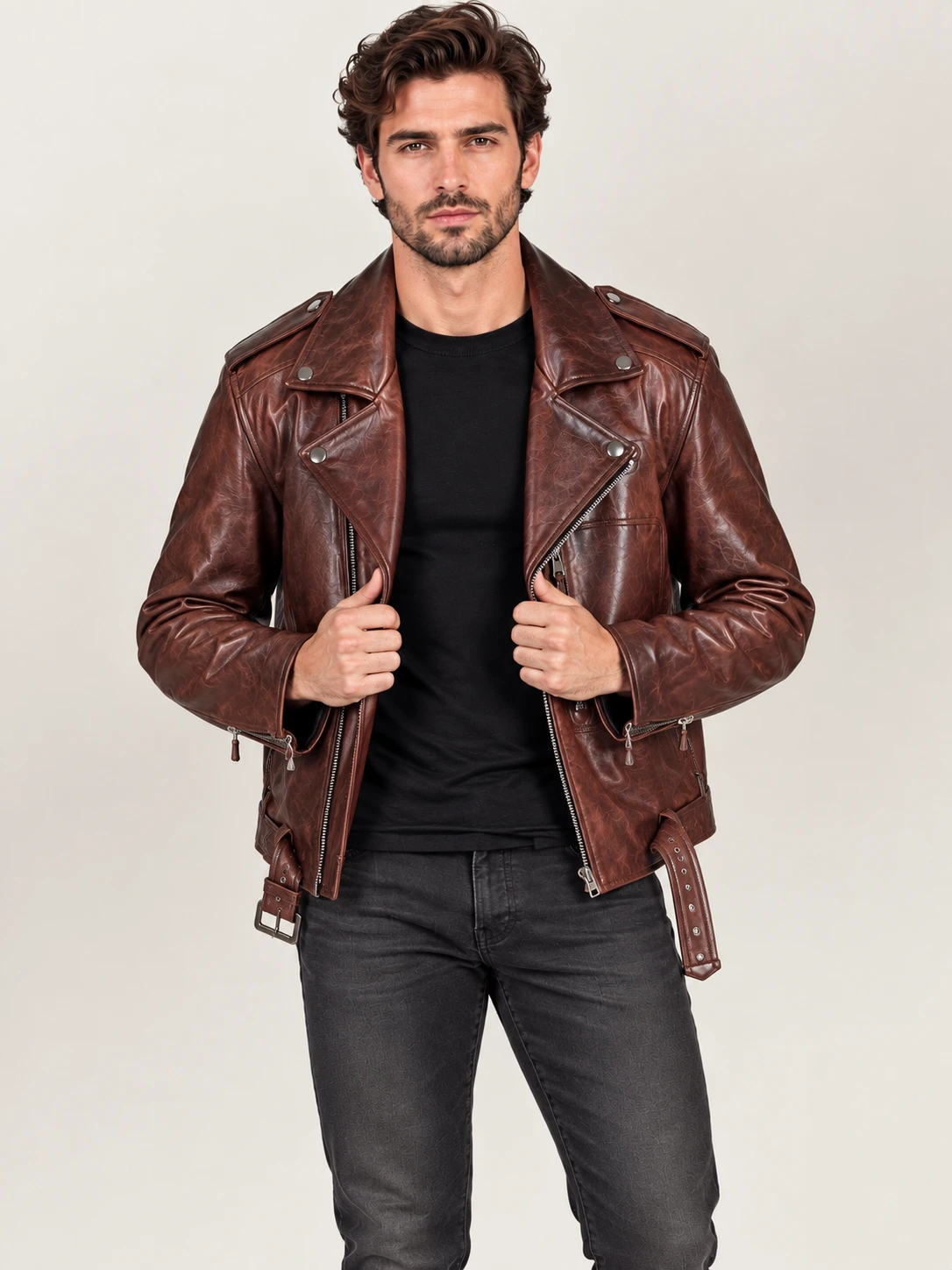 Men's Brown Archetype 1930s D-Pocket Motorcycle Jacket